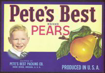 #ZLC209 - Pete's Best Pear Crate Label
